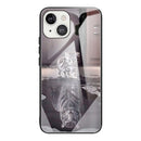 Colorful Painted Glass Shockproof Protective Case For iPhone 13 Mini(Cat)