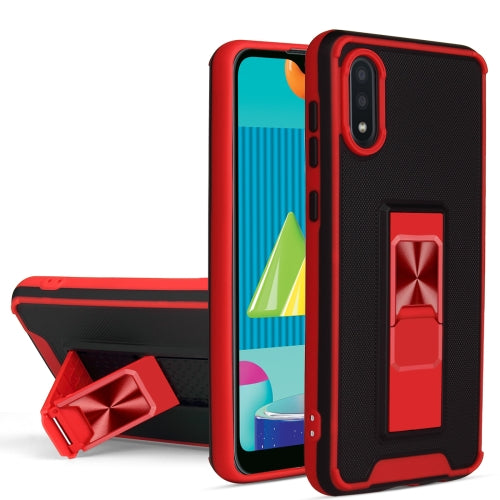 For Samsung Galaxy A02 Dual-color Skin Feel TPU + PC Magnetic Shockproof Case with Invisible Holder(Red)