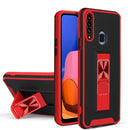 For Samsung Galaxy A20s Dual-color Skin Feel TPU + PC Magnetic Shockproof Case with Invisible Holder(Red)