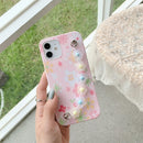 Flower Pattern TPU Shockproof Protective Case with Flower Beads Wrist Bracelet Chain For iPhone 12 mini(Pink)