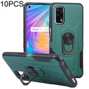 10 PCS Shield Armor PC+TPU Protective Case with 360 Degree Rotation Ring Holder For OPPO Realme Q2 / Realme V5(Cyan)