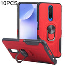 10 PCS Shield Armor PC+TPU Protective Case with 360 Degree Rotation Ring Holder For Xiaomi Redmi K30(Red)