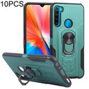 10 PCS Shield Armor PC+TPU Protective Case with 360 Degree Rotation Ring Holder For Xiaomi Redmi Note 8(Cyan)
