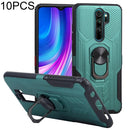 10 PCS Shield Armor PC+TPU Protective Case with 360 Degree Rotation Ring Holder For Xiaomi Redmi Note 8 Pro(Cyan)