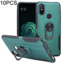 10 PCS Shield Armor PC+TPU Protective Case with 360 Degree Rotation Ring Holder For Xiaomi Mi 6X / A2(Cyan)