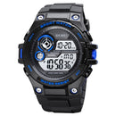 SKMEI 1759 Dual Time Digital Display Waterproof PU Leather Strap Luminous Electronic Watch(Blue)