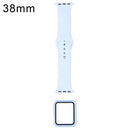 Silicone Replacement Strap Watchband + Watch Protective Case with Screen Protector Set For Apple Watch Series 3 & 2 & 1 38mm(Sky Blue)