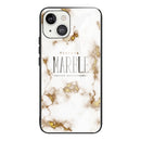 Marble Tempered Glass Back Cover TPU Border Case For iPhone 13(HCBL-1)