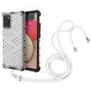 For Samsung Galaxy A02s EU Version Shockproof Honeycomb PC + TPU Case with Neck Lanyard(White)