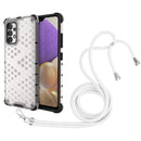 For Samsung Galaxy A32 4G Shockproof Honeycomb PC + TPU Case with Neck Lanyard(White)