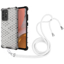 For Samsung Galaxy A72 5G / 4G Shockproof Honeycomb PC + TPU Case with Neck Lanyard(White)