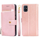 For Samsung Galaxy M51 Zipper Bag PU + TPU Horizontal Flip Leather Case with Holder & Card Slot & Wallet & Lanyard(Rose Gold)