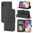 Embossed Striped Magnetic Buckle PU + TPU Horizontal Flip Leather Case with Holder & Card Slot & Wallet & Photo Frame & Sling For iPhone XS / X(Black)