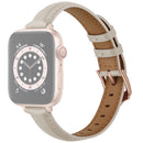 Business Style Leather Replacement Strap Watchband For Apple Watch Series 7 45mm / 6 & SE & 5 & 4 44mm / 3 & 2 & 1 42mm(Creamy-white)