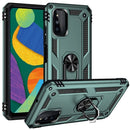 For Samsung Galaxy F52 5G Shockproof TPU + PC Protective Case with 360 Degree Rotating Holder(Dark Green)