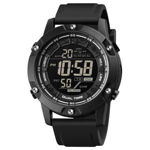 SKMEI 1762 Triplicate Round LED Dual Time Digital Display Waterproof Luminous Electronic Watch(Black)