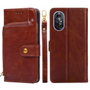 For Huawei nova 8 5G Zipper Bag PU + TPU Horizontal Flip Leather Case with Holder & Card Slot & Wallet & Lanyard(Brown)