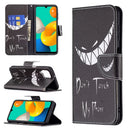 For Samsung Galaxy M32 Colored Drawing Pattern Horizontal Flip Leather Case with Holder & Card Slots & Wallet(Smirk)