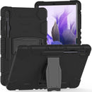 For Samsung Galaxy Tab S7+/S7 FE 12.4 inch 3-Layer Protection Screen Frame + PC + Silicone Shockproof Combination Case with Holder(Black+Black)