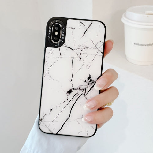Mirror Series Marble Pattern Protective Case For iPhone XR(White)