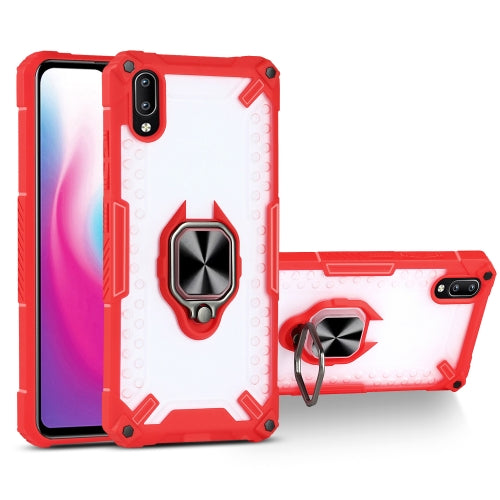 Matte TPU + PC Magnetic Shockproof Case with Ring Holder For vivo Y93(Red)