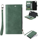 Side Zipper Back Card Horizontal Flip PU Leather Case with Card Slots & Wallet & Photo Frame & Lanyard For iPhone SE 2020 / 8 / 7(Green)