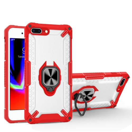 Matte TPU + PC Magnetic Shockproof Case with Ring Holder For iPhone 8 Plus / 7 Plus(Red)