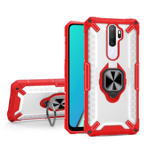 Matte TPU + PC Magnetic Shockproof Case with Ring Holder For OPPO A9 2020(Red)
