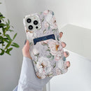 IMD Pattern TPU Case with Card Slot For iPhone 11 Pro Max(Green Leaf Flowers)