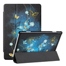 For Lenovo Tab M10 Silk Texture Colored Drawing Pattern Horizontal Flip Magnetic PU Leather Case with Three-folding Holder (Diamond Butterfly)
