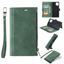 For Samsung Galaxy A12 5G Side Zipper Back Card Horizontal Flip PU Leather Case with Card Slots & Wallet & Photo Frame & Lanyard(Green)
