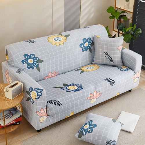 Double Seat Four Seasons Full Coverage Elastic Non-slip Sofa Cover(Sunflower Blooms)