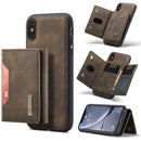 DG.MING M2 Series 3-Fold Multi Card Bag + Magnetic Back Cover Shockproof Case with Wallet & Holder Function For iPhone X(Coffee)