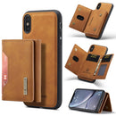 DG.MING M2 Series 3-Fold Multi Card Bag + Magnetic Back Cover Shockproof Case with Wallet & Holder Function For iPhone XS(Brown)