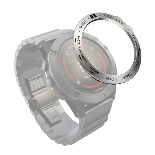 For Garmin Fenix 5X/5X Plus Smart Watch Steel Bezel Ring, B Version(Silver Ring Black Letter)