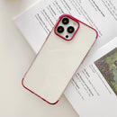 Three Sections Electroplating TPU Protective Case For iPhone 13 Pro Max(Rose Red)
