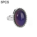 5 PCS Temperature Sensitive Discoloration Gemstone Adjustable Open Ring(Stripe)