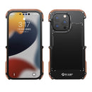 R-JUST Ironwood Man Shockproof Metal + Wood Bumper Protective Case For iPhone 13 Pro Max