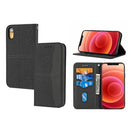 Woven Texture Stitching Magnetic Horizontal Flip PU Leather Case with Holder & Card Slots & Wallet & Lanyard For iPhone XS Max(Black)