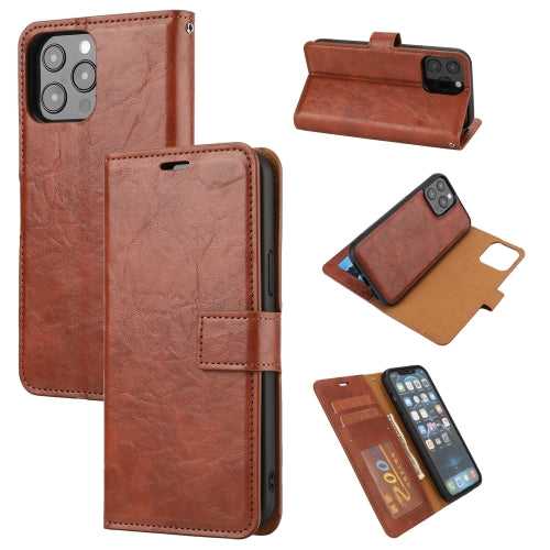 Crazy Horse Texture Detachable Horizontal Flip PU Leather Case with Holder & Card Slots & Wallet & Photo Frame For iPhone 13 Pro(Brown)