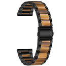 For Garmin Venu/Vivoactive 3 Music 20mm Universal Three-beads Stainless Steel + Resin Replacement Strap Watchband(Black+Honey)