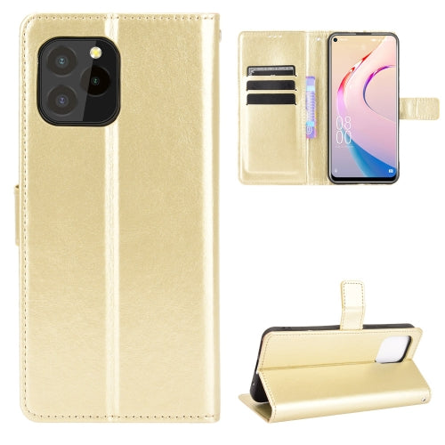 For Oukitel C21 Pro Crazy Horse Texture Horizontal Flip Leather Case with Holder & Card Slots & Lanyard(Gold)