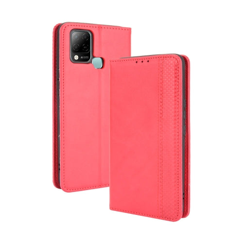 For Infinix Hot 10s / 10s NFC / 10T Magnetic Buckle Retro Crazy Horse Texture Horizontal Flip Leather Case with Holder & Card Slots & Photo Frame(Red)