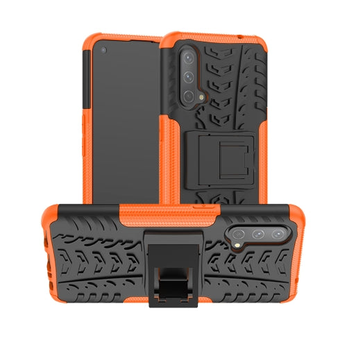 For OnePlus Nord CE 5G Tire Texture Shockproof TPU+PC Protective Case with Holder(Orange)
