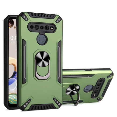 For LG K61 PC + TPU Protective Case with 360 Degrees Rotatable Ring Holder(Dark Green)