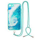 Colored Drawing Starry Sky Epoxy TPU Shockproof Case with Neck Lanyard For iPhone SE 2020 / 8 / 7(Waves)