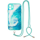 Colored Drawing Starry Sky Epoxy TPU Shockproof Case with Neck Lanyard For iPhone 11(Waves)