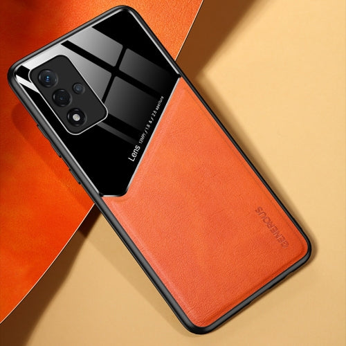 All-inclusive Leather + Organic Glass Protective Case with Metal Iron Sheet For OPPO A93s 5G(Yellow)