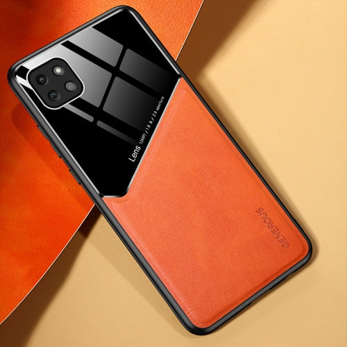 All-inclusive Leather + Organic Glass Protective Case with Metal Iron Sheet For Samsung Galaxy A22 5G(Yellow)