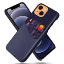 Cloth Texture PC + PU Leather Back Cover Shockproof Case with Card Slot For iPhone 13(Blue)